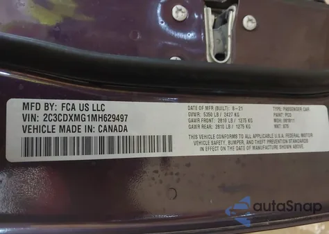 2021 Dodge Charger Gt Awd from USA, damaged, VIN 2C3CDXMG1MH629497